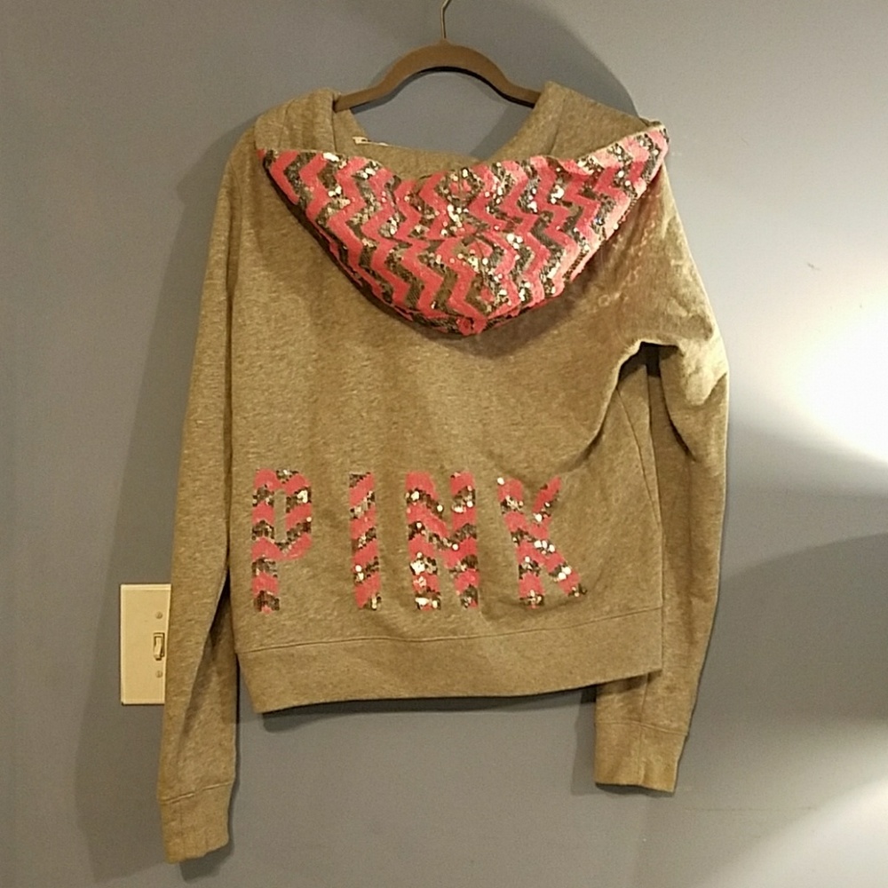 Zip-up Hoodie with sequin hood.